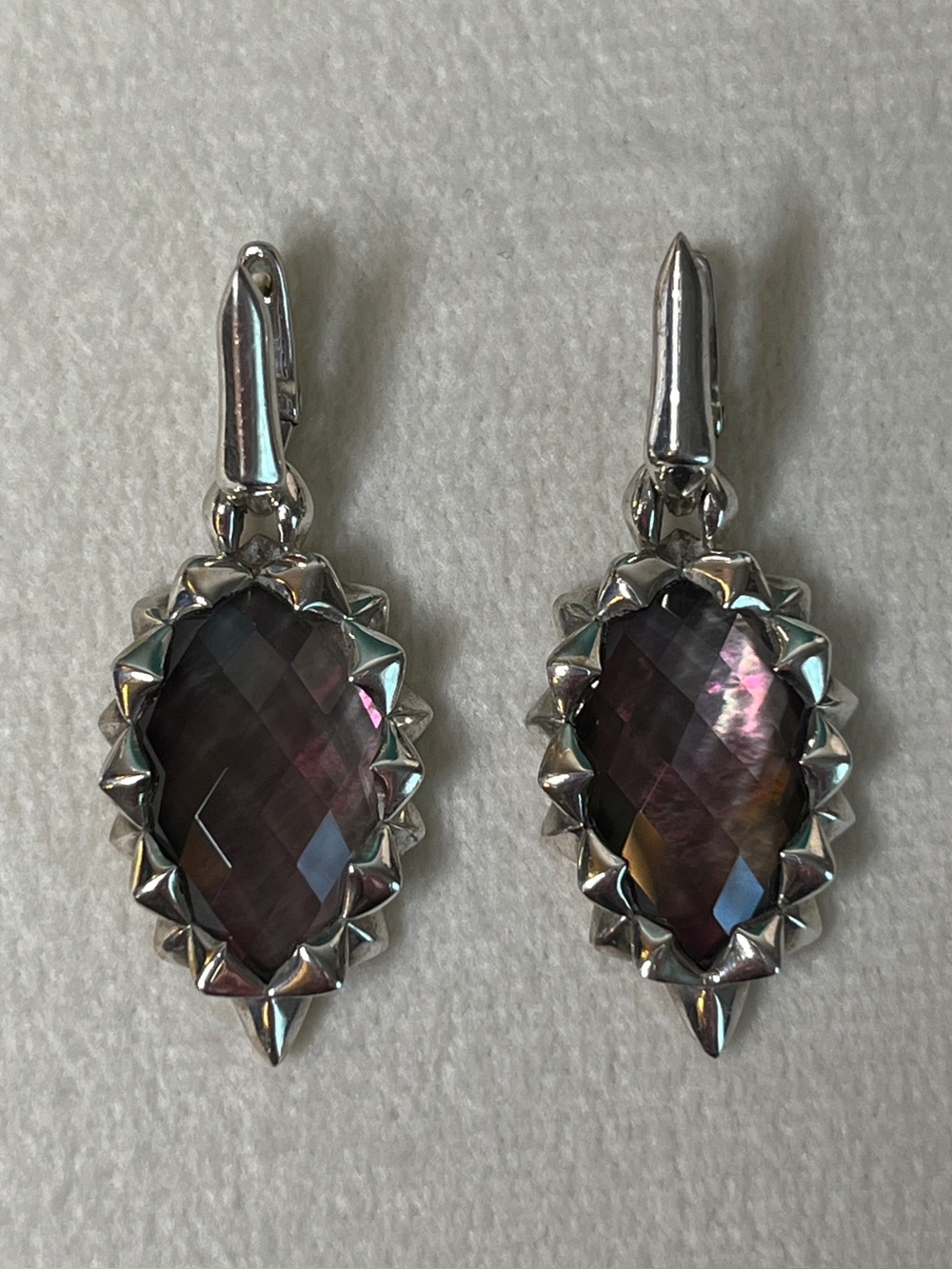 Stephen Webster Super Stud 925 Quartz Abalone Doublet Dangle Drop Earrings